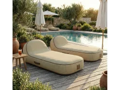 Coco Lounge Espreguiçadeira insuflável PALMA ambiente Boho cor juta