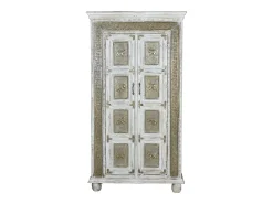Coffret en manguier branco vieilli craquelé