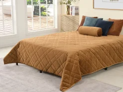 Colcha de veludo acolchoada - 225 x 220 cm - Caramelo - PRILIO