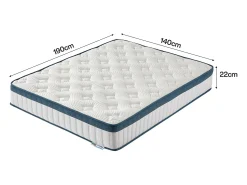 Colchões 140 x 190 cm, altura 22 cm, colchão com molas em sacos, dureza média H3, colchão com molas e espuma de memória de forma em gel