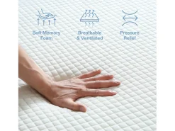 Colchões de 90x200 cm, Espessura de 20 cm, Colchão de Espuma de Memória de Forma, 7 Zonas H3 com Dureza Média, Reversível com Duas Faces Utilizáveis