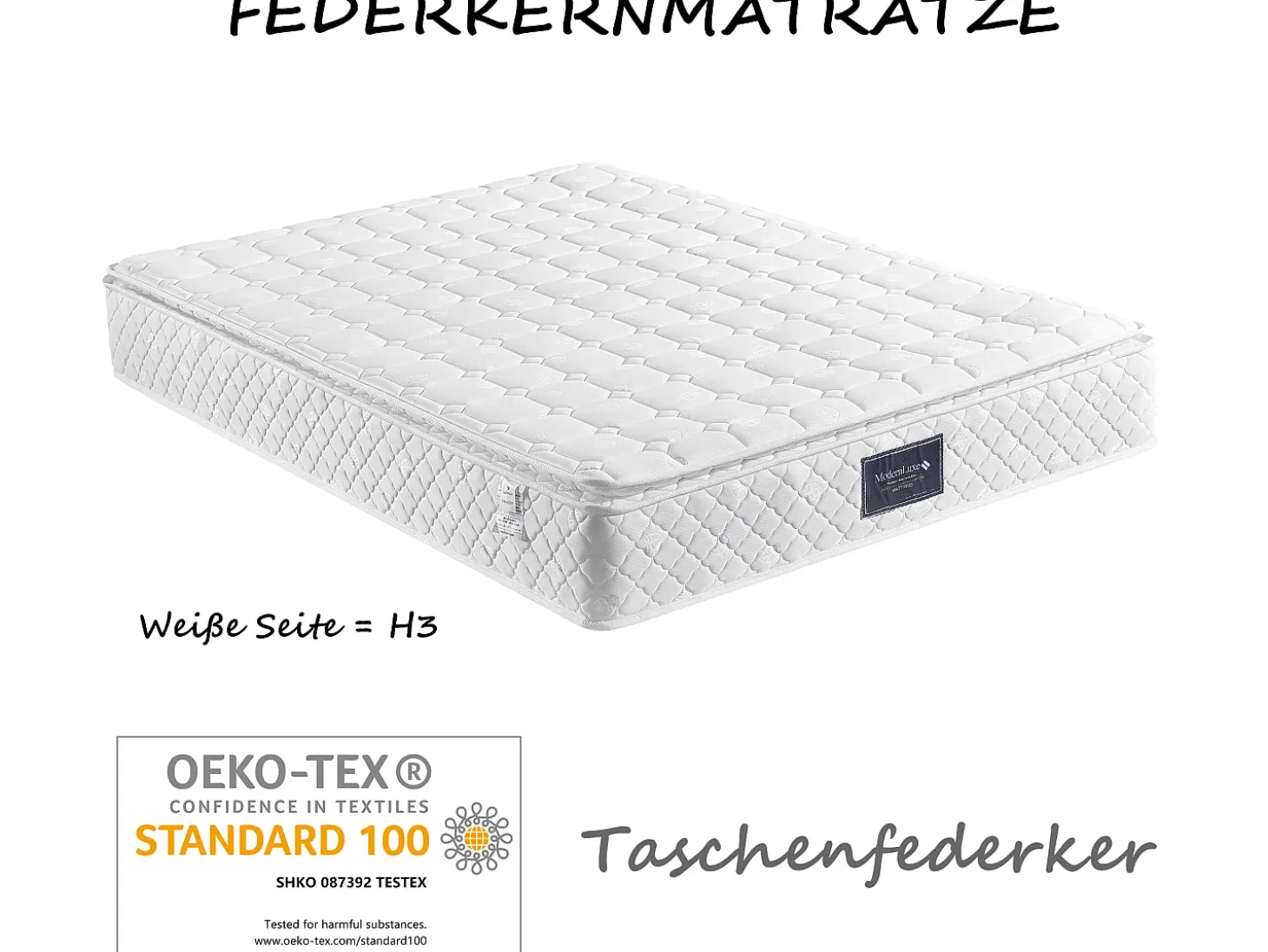 Colchão 160 x 200 cm com molas ensacadas de 7 zonas e espuma de alta resiliência, 25cm de espessura - Merax