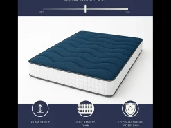Colchão casal 180x200 cm Waterfoam Antialérgico | Altura 20 cm | Classe 1 | Firmeza Média | Antibacteriano | Fabricado na Itália