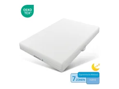 Colchão de espuma - 140 x 200 cm - Colchão de conforto de 7 zonas com alças e capa lavável - branco