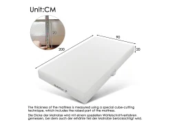 Colchão de espuma - 90 x 200 cm - colchão de conforto de 7 zonas com alças e capa lavável - branco