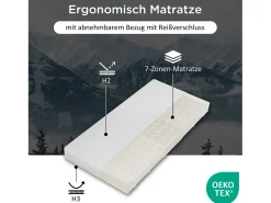Colchão de espuma - 90 x 200 cm - colchão de conforto de 7 zonas com alças e capa lavável - branco