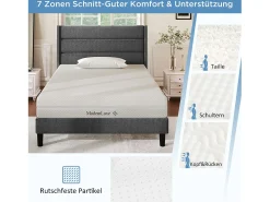Colchão de espuma - 90 x 200 cm - colchão de conforto de 7 zonas com alças e capa lavável - branco