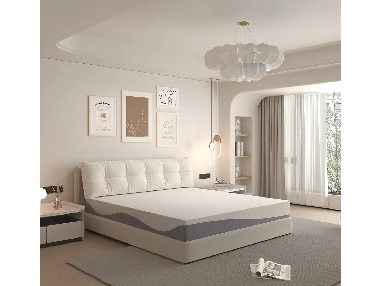 Colchão de espuma de 180x200 cm, conforto médio H3/H4, altura 20 cm, certificado Oeko-TEX, reversível, capa removível, cinza e branco.