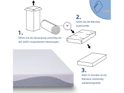 Colchão de espuma de 180x200 cm, conforto médio H3/H4, altura 20 cm, certificado Oeko-TEX, reversível, capa removível, cinza e branco.