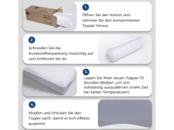 Colchão de espuma de 180x200 cm, conforto médio H3/H4, altura 20 cm, certificado Oeko-TEX, reversível, capa removível, cinza e branco.
