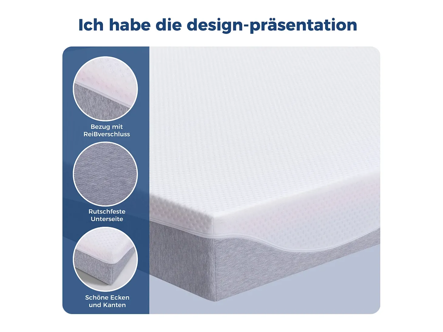 Colchão de espuma de 180x200 cm, conforto médio H3/H4, altura 20 cm, certificado Oeko-TEX, reversível, capa removível, cinza e branco.