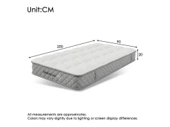 Colchão de espuma fria - 90 x 200 cm - altura 20 cm - com núcleo de molas - Espuma + Mola - branco
