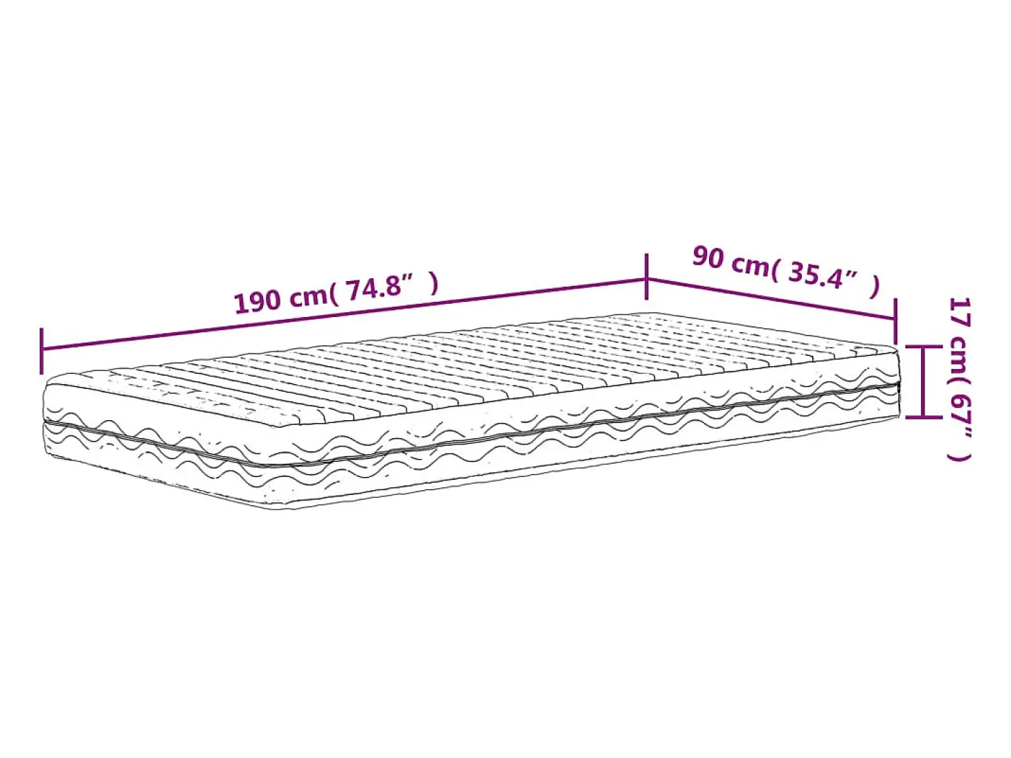 Colchão de espuma 90x190 cm dureza H2 H3 branco