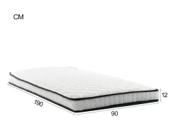 Colchão de molas 90 x 190 cm - 12 cm de espessura - Firmeza H3 - Branco