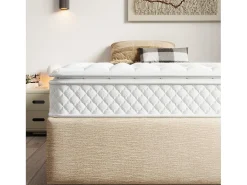 Colchão de molas 90x200 cm espuma espessura 25 cm - dureza H3 - capa acolchoada em microfibra - Branco