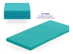 Colchão dobrável para berço de viagem LULÚ – Espuma HR D23, 120x60 cm, 5 cm de espessura, tecido 3D respirável e confortável
