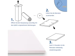 Colchão H3 confortável, suporte médio, certificado Eco-Tex, lavável, 5 cm de altura, tamanho 180x200 cm, espuma laranja, colchão branco.