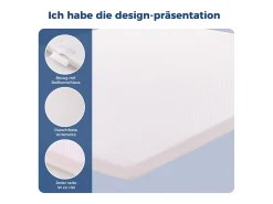 Colchão H3 confortável, suporte médio, certificado Eco-Tex, lavável, 5 cm de altura, tamanho 180x200 cm, espuma laranja, colchão branco.