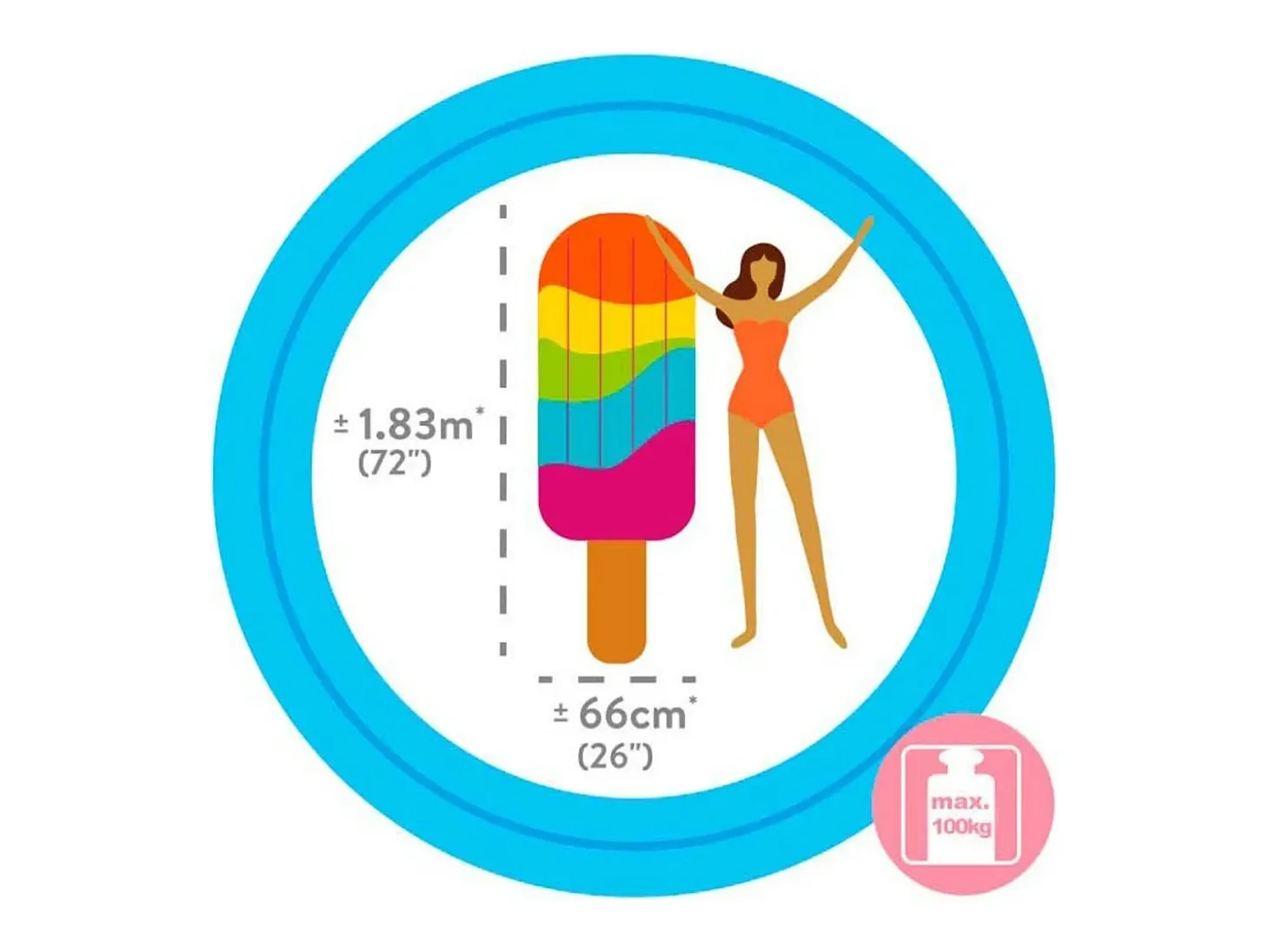 Colchão Inflável Multicolorido "Picolé Esquimó" 191x76 cm PVC com Remendo Reparador