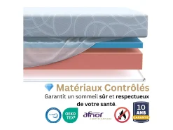 Colchão Ondine 180x200 de 2 lugares - Espuma viscoelástica de 60 kg/m³ de alta densidade enriquecida com microcápsulas de gel refrescante