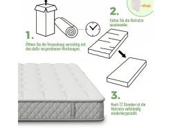 Colchão ortopédico resistente ao fogo de 120x200 cm com 4 pegas, OEKO-TEX®, com 20 cm de espessura, respirável, 7 zonas de molas ensacadas