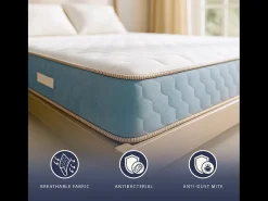 Colchão solteiro 90x190 Waterfoam ortopédico | Altura 21 cm | Espuma losangular 2 cm | Classe 1 | Ergonómico e respirável | Produzido em Itália