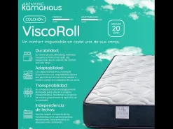 Colchão viscoelástico reversível 140x190 cm ViscoRoll - Altura +/- 20 cm - Firmeza média/alta - Dupla face - Viscoelástico de alta densidade - Núcleo de espuma HR