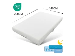 Colchão 140x200 cm espuma espessura 20cm - dureza H3&H2 - em fibras laváveis - Branco