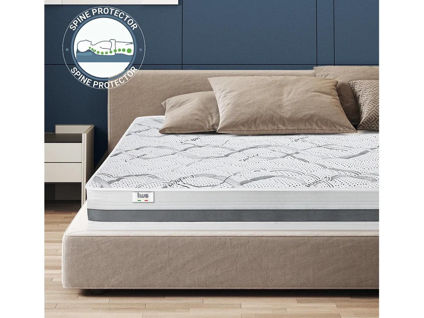 Colchão 70x140 espuma viscoelástica |Qualidade Premium| Ortopédico | Altura 22 cm | Fabricado em Itália