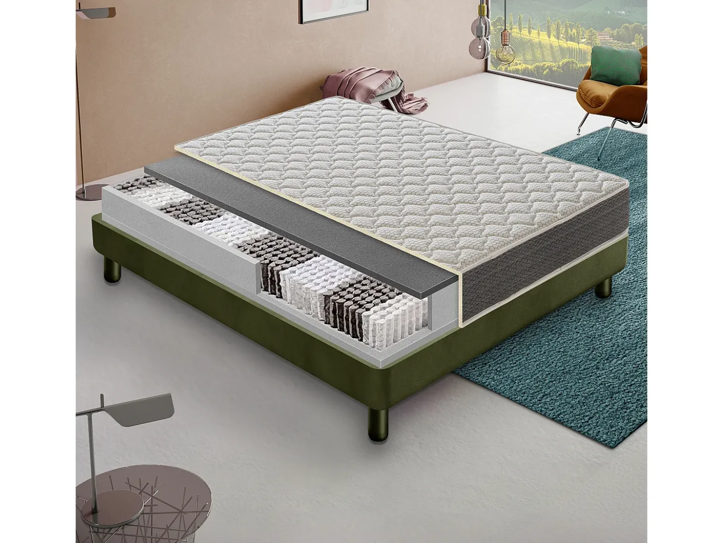 Colchão 160x200 Molas ensacadas - Altura 22 - modelo Luna