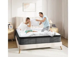 Colchão 120x200cm anti-fogo molas ensacadas - esp.25cm - suporte ergonómico 7 zonas - respirável - silencioso