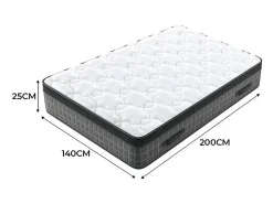 Colchão 140x200cm anti-fogo molas ensacadas - esp.25cm - suporte ergonómico 7 zonas - respirável - silencioso