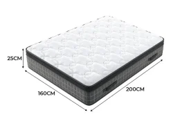 Colchão 160x200cm anti-fogo molas ensacadas - esp.25cm - suporte ergonómico 7 zonas - respirável - silencioso
