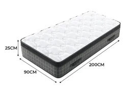 Colchão 90x200cm anti-fogo molas ensacadas - esp.25cm - suporte ergonómico 7 zonas - respirável - silencioso