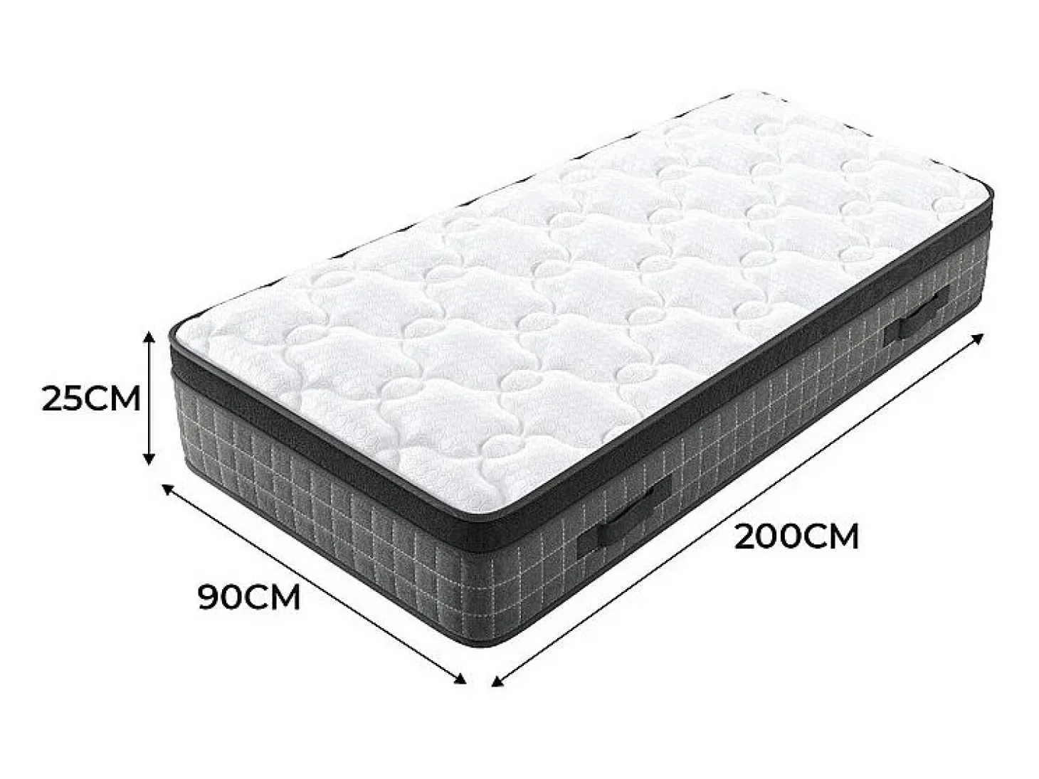 Colchão 90x200cm anti-fogo molas ensacadas - esp.25cm - suporte ergonómico 7 zonas - respirável - silencioso