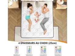 Colchão 90x200cm anti-fogo molas ensacadas - esp.25cm - suporte ergonómico 7 zonas - respirável - silencioso