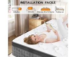 Colchão 90x200cm anti-fogo molas ensacadas - esp.25cm - suporte ergonómico 7 zonas - respirável - silencioso