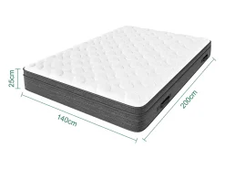 Colchão 140x200cm molas ensacadas - esp.25cm - suporte 7 zonas - com alça - Hipoaalergénico