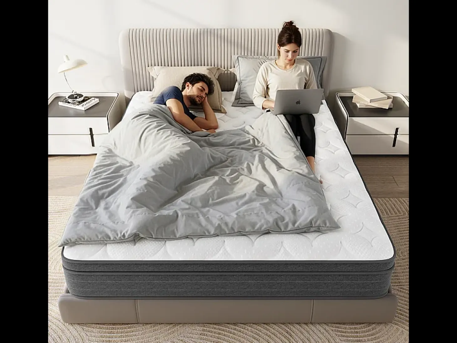 Colchão 140x200cm molas ensacadas - esp.25cm - suporte 7 zonas - com alça - Hipoaalergénico