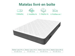 Colchão 140x200cm molas ensacadas - esp.25cm - suporte 7 zonas - com alça - Hipoaalergénico