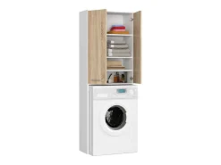 Coluna Alta para Lavanderia 180cm com Portas - Acabamento Branco/Carvalho de Sonoma