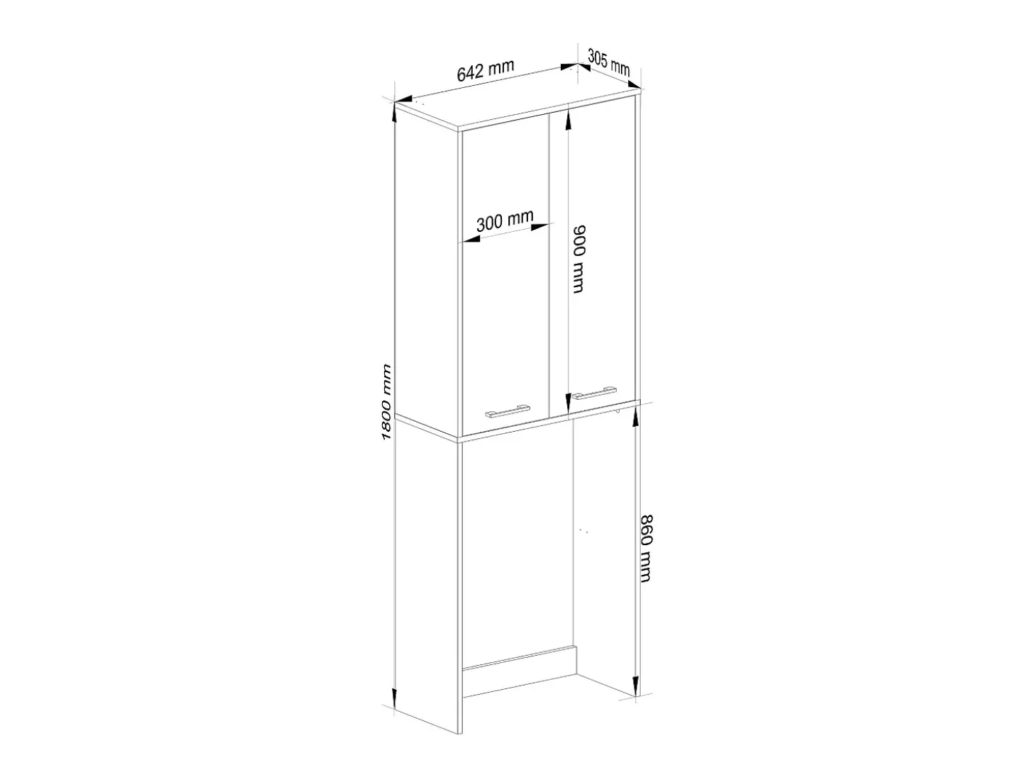 Coluna Alta para Lavanderia 180cm com Portas - Acabamento Branco/Carvalho de Sonoma
