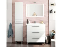 Coluna Athena Contemporary 2 Portas 1 Gaveta Branco Brilhante 182x35x31cm
