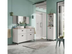 Coluna Auxiliar para Banheiro Tuscany em Carvalho Cambriano e Branco 47x168x31 cm