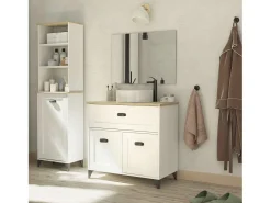 Coluna Auxiliar para Banheiro Tuscany em Carvalho Cambriano e Branco 47x168x31 cm