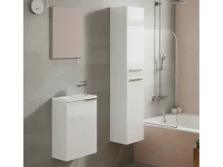 Coluna de banheiro Aruba, suspensão de melamina branca brilhante, 30x150 cm