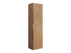 Coluna de banheiro, Carvalho Craft, 35 x 136 x 27 cm, puxador dourado