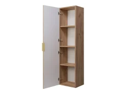 Coluna de banheiro, Carvalho Craft, 35 x 136 x 27 cm, puxador dourado
