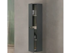 Coluna de banheiro Williamsburg, Móvel suspenso de banheiro com 2 portas, Roupeiro alto, 31x26h135 cm, Antracite e Carvalho