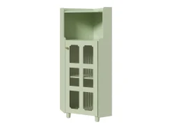 Coluna de canto para banheiro - con iluminação LED - con 1 porta - con 2 prateleiras - con prateleiras abertas - verde